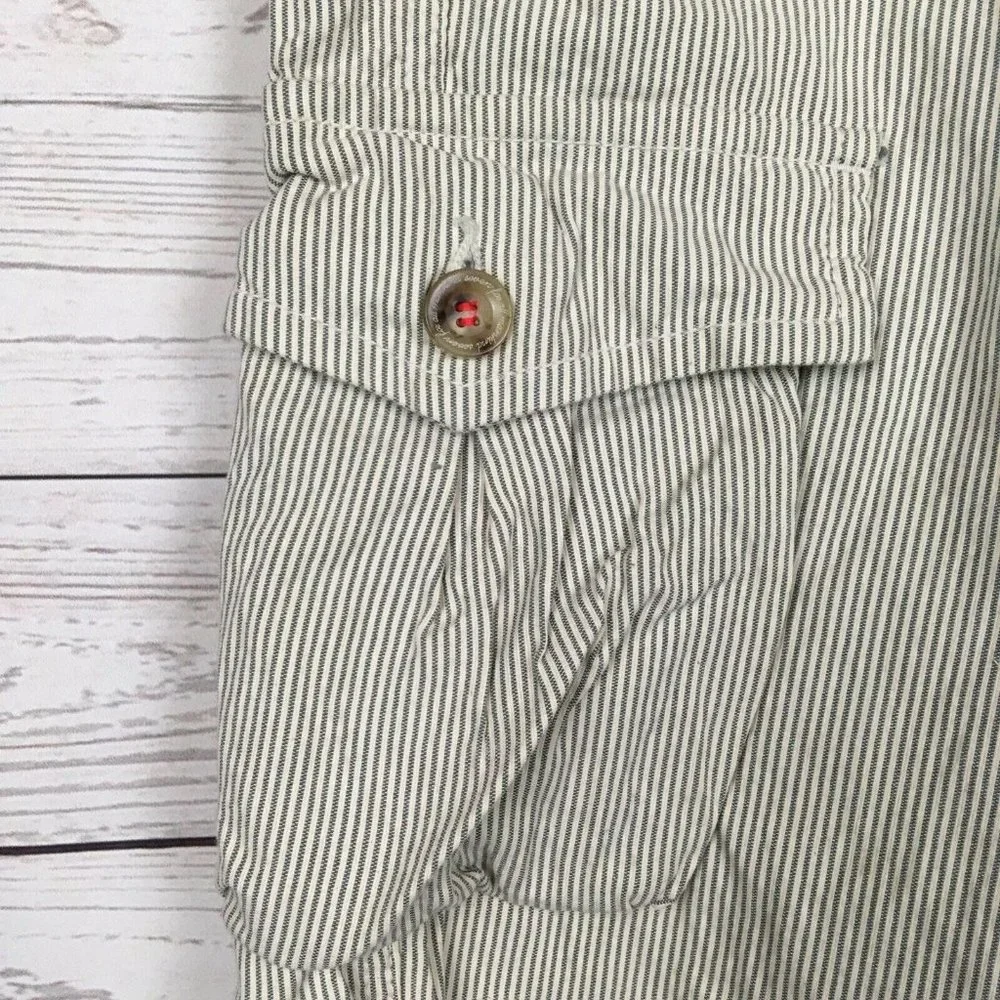 7 For All Mankind Mens 36 Cargo Shorts Conductor Stripe White Blue Seven